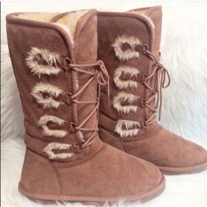 JustFab Brown Fur-Trimmed Winter Boots